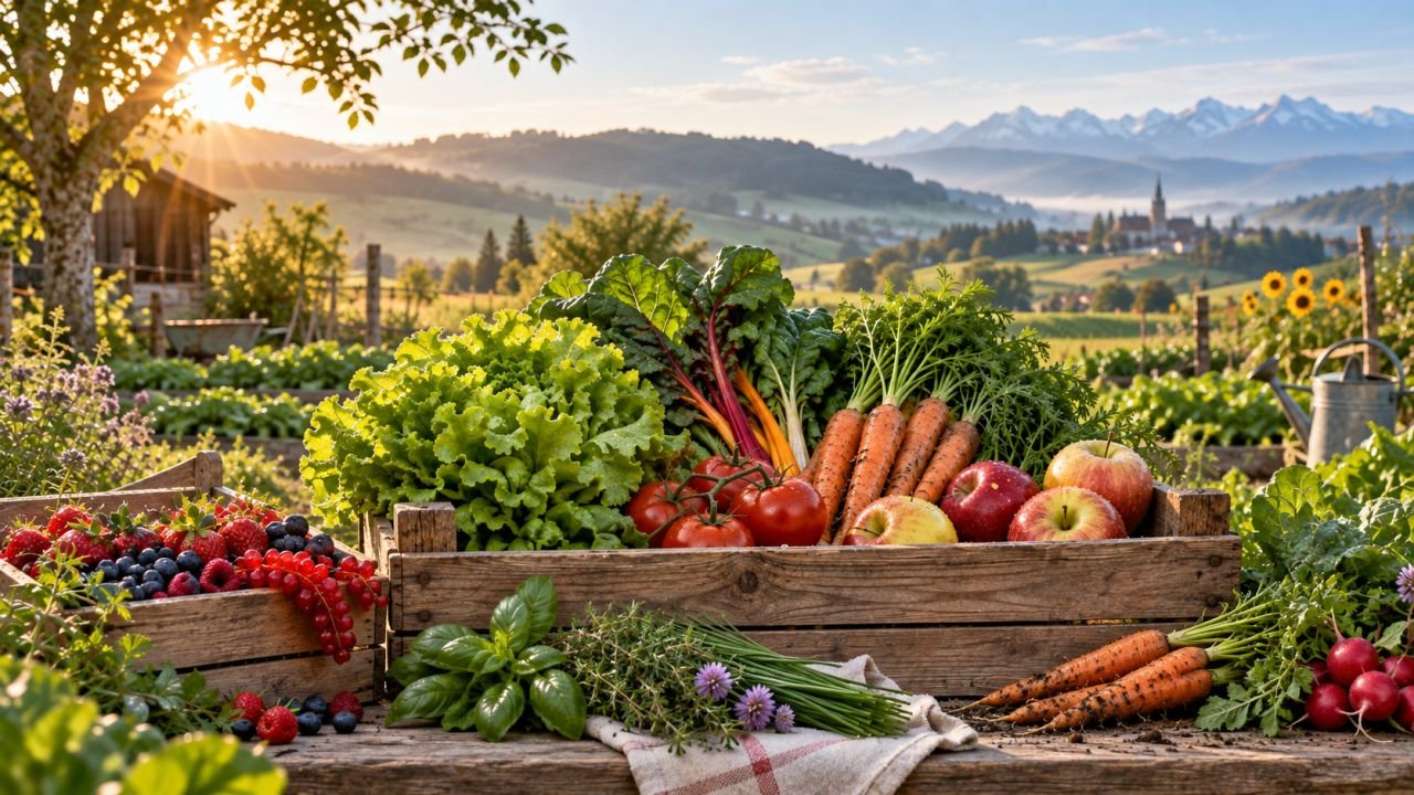 Frisches saisonales Gemüse und Früchte aus der Region Bern und dem Seeland