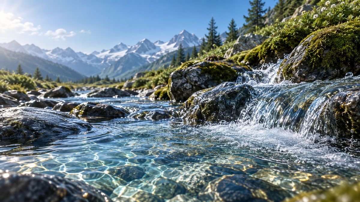 Alpenbach in natürlicher Landschaft – Symbolbild zu Wasser und Umwelt